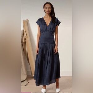 Modern Citizen Chloe Linen Satin Picated Dress